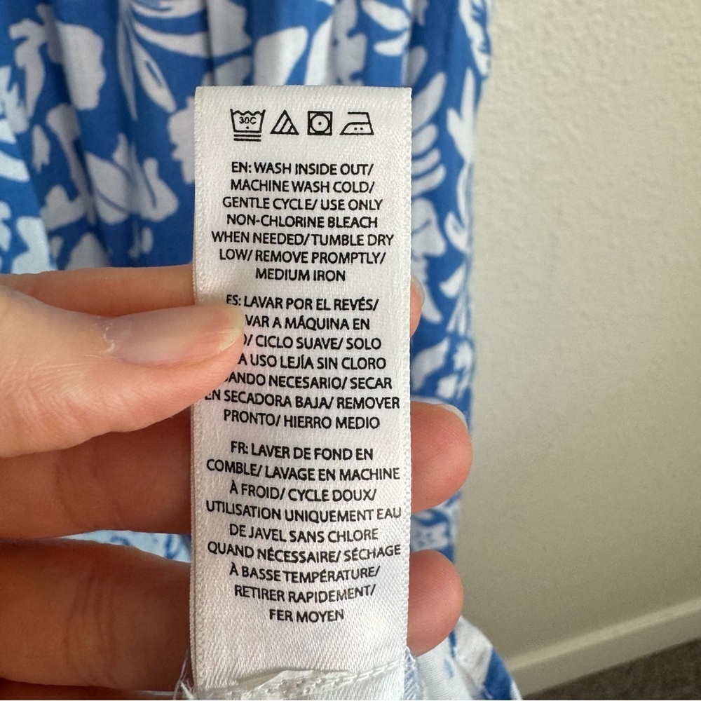 Beachlunchlounge Womens M Tropical Midi Dress Cotton Gauze Blue Vacation‎ - Picture 5 of 11